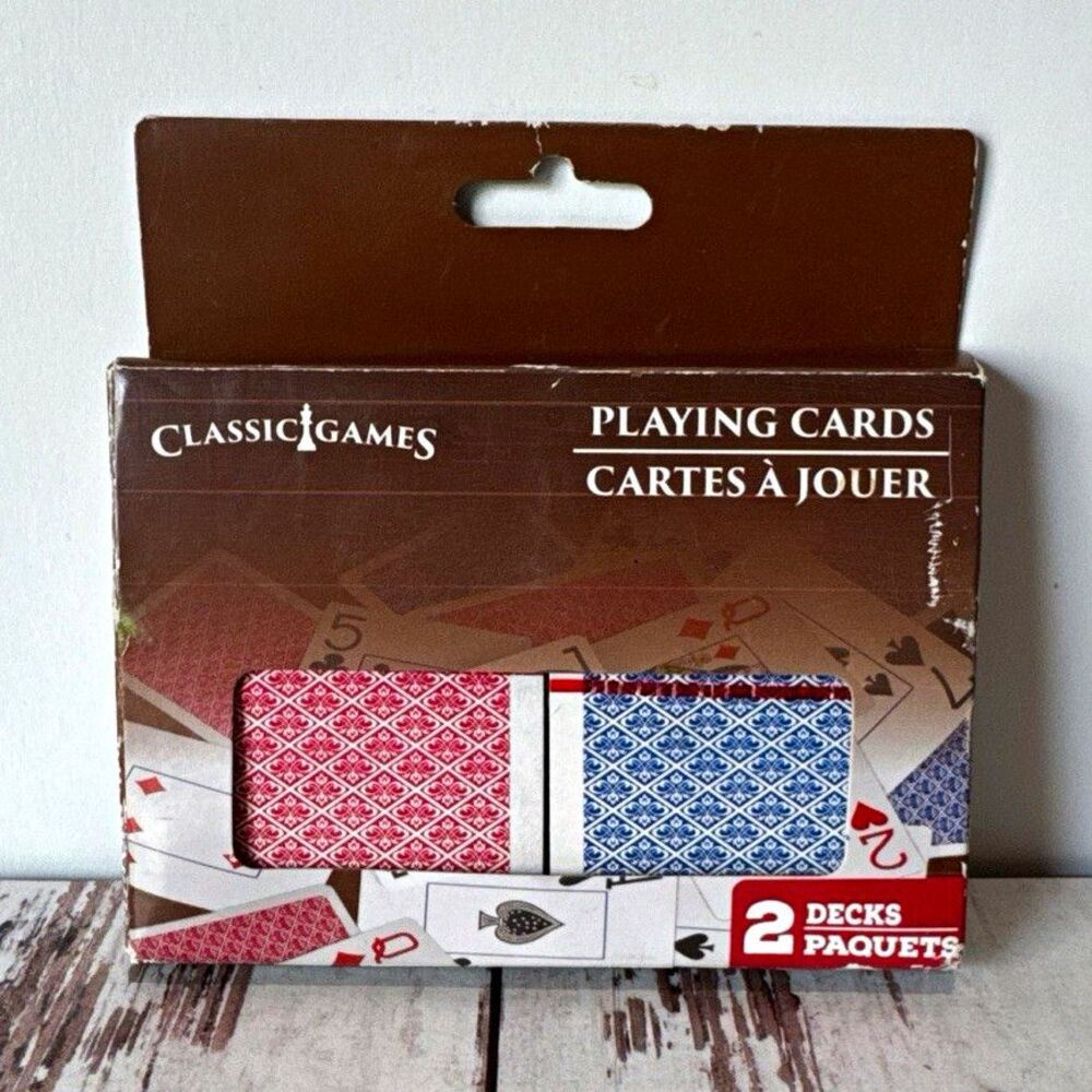 Classic Games Playing Cards, 2 Decks Red & Blue Sealed